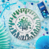 明るい青 + 緑の虹の粘着物のパーティー ペーパープレート (パーティー)