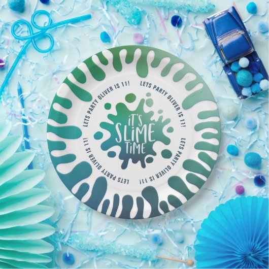 明るい青 + 緑の虹の粘着物のパーティー ペーパープレート (パーティー)