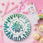 明るい青 + 緑の虹の粘着物のパーティー ペーパープレート (パーティー)