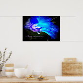 明るい青N紫色の花W/Dew Dropポスター ポスター (キッチン)