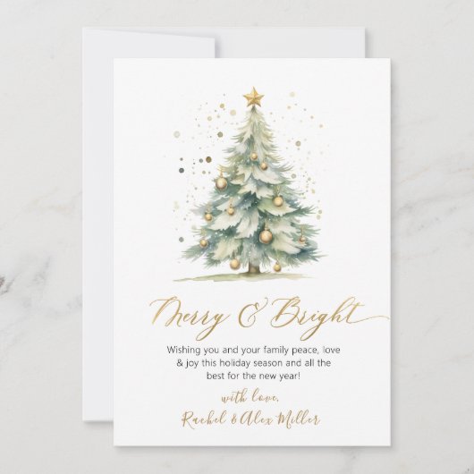 明るい非メリー写真のクリスマスツリーカード シーズンカード (正面)