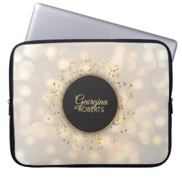明るい音楽ノートと名前をカスタムするラップトップスリーブ ラップトップスリーブ