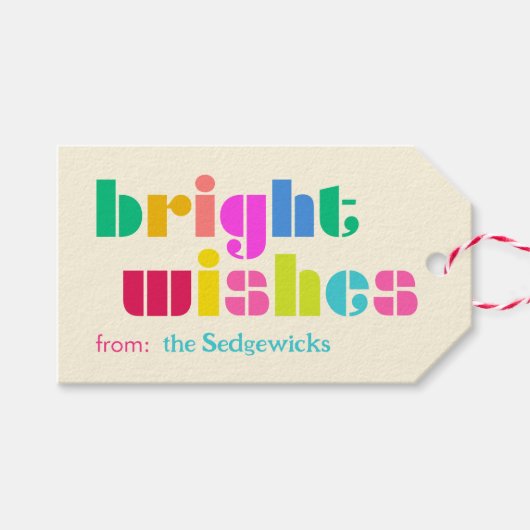 明るい願いはっきりしたをカラフルパーソナライズされた虹 ギフトタグ (正面(横))