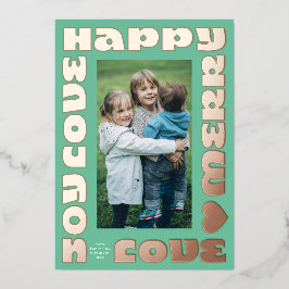 明るい願モダンい | christmas one photo green 箔シーズンカード