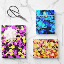 明るい飛び散絵を描った ラッピングペーパーシート