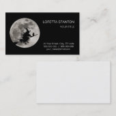 明るい飛んでいる月背景の魔女 名刺 (正面/裏面)