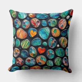 明るい飾絵を描り石 クッション