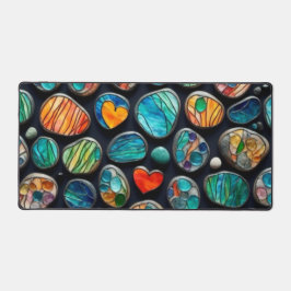 明るい飾絵を描り石 デスクマット