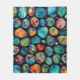 明るい飾絵を描り石 フリースブランケット