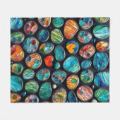 明るい飾絵を描り石 フリースブランケット (正面(横))