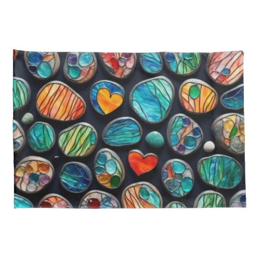 明るい飾絵を描り石 枕カバー (裏面-右)