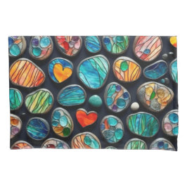 明るい飾絵を描り石 枕カバー