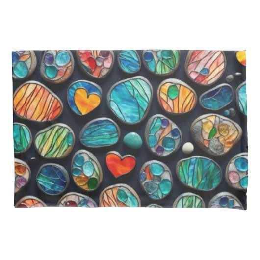 明るい飾絵を描り石 枕カバー (正面左)