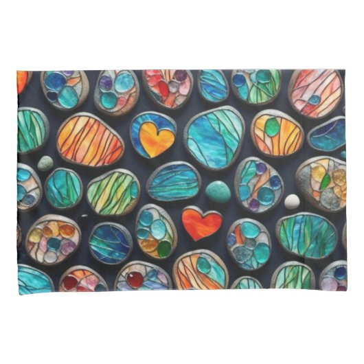 明るい飾絵を描り石 枕カバー (正面右)