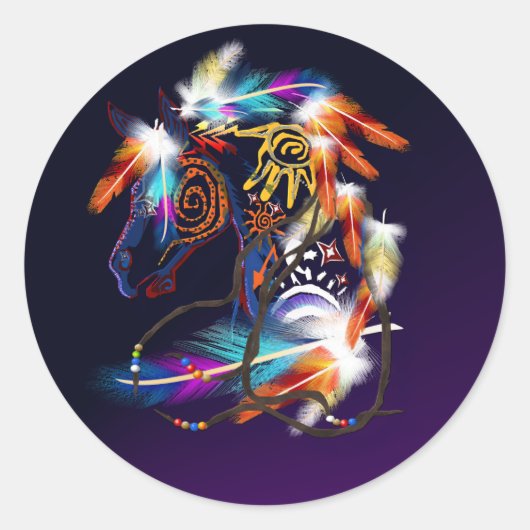 明るい馬のステッカー ラウンドシール (正面)