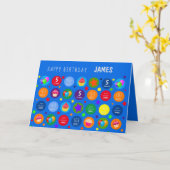 明るい鮮やかとカラフルあらゆる時代のハッピーバースデー カード (黄色い花)