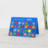 明るい鮮やかとカラフルあらゆる時代のハッピーバースデー カード (正面)