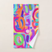 明るい鮮やかな色のパターン バスタオルセット (ハンドタオル)