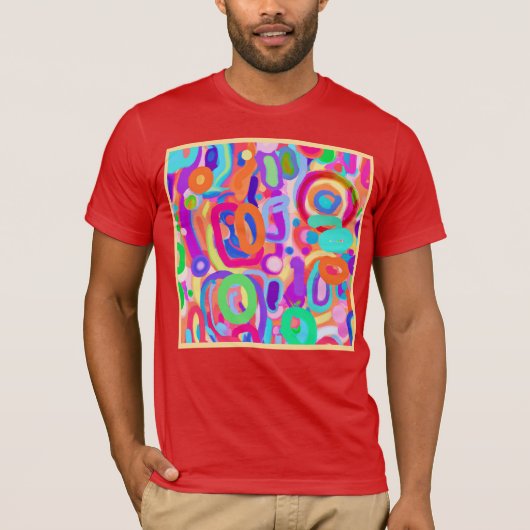 明るい鮮やかな色のパターン Tシャツ (正面)