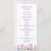 明るい鮮やかな色ワイルドフラワー結婚式 プログラム (裏面)