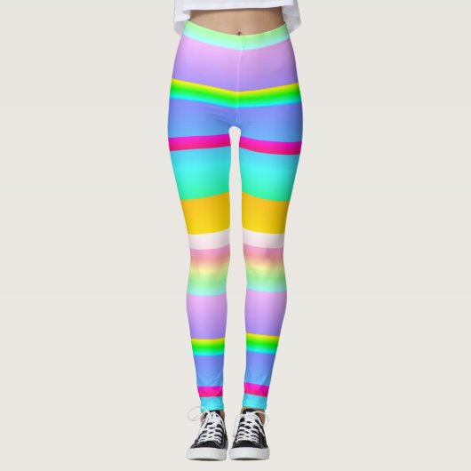 明るい鮮やかストライプの レギンス (正面)