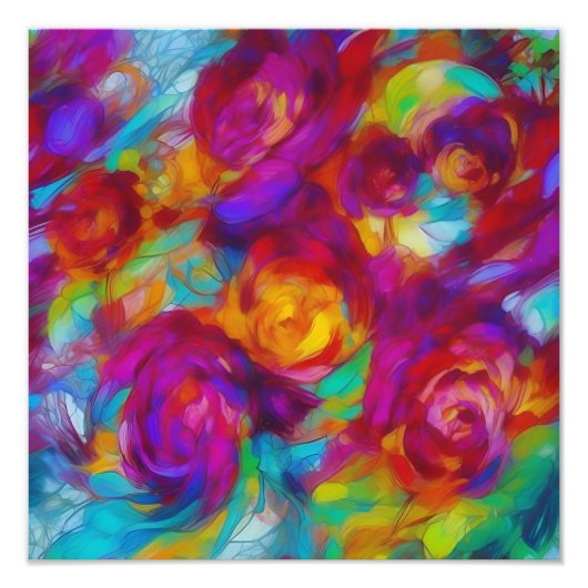 明るい鮮やか抽象芸術フローラ フォトプリント            (正面)