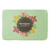 明るい鮮やか春の花リース水玉模様 バスマット (正面)
