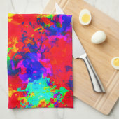 明るい鮮やか色のパターンのアート キッチンタオル (四つ折り)