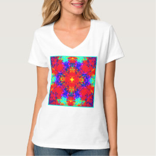 明るい鮮やか色のパターンのアート Tシャツ