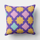 明るい鮮やか色の幾何学的パターン クッション (裏面)