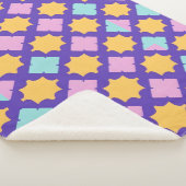 明るい鮮やか色の幾何学的パターン シェルパブランケット (3/4)