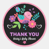 明るい鳥とフローラメキシカンフェスタ赤ちゃんシャワー ラウンドシール (正面)