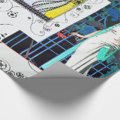 明るい鳥/夜のバラアールデコ美しいファッション ラッピングペーパー (角)