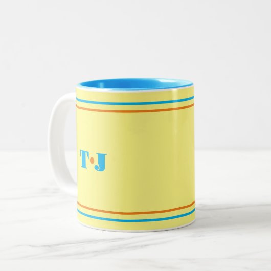 明るい黄パーソナライズされた色 ツートーンマグカップ (正面左)