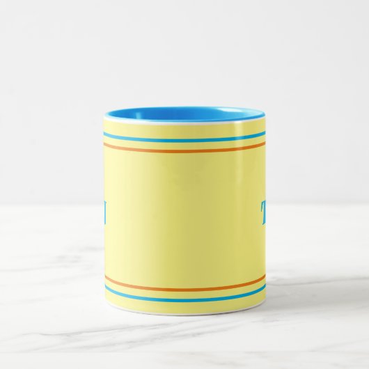 明るい黄パーソナライズされた色 ツートーンマグカップ (中央)