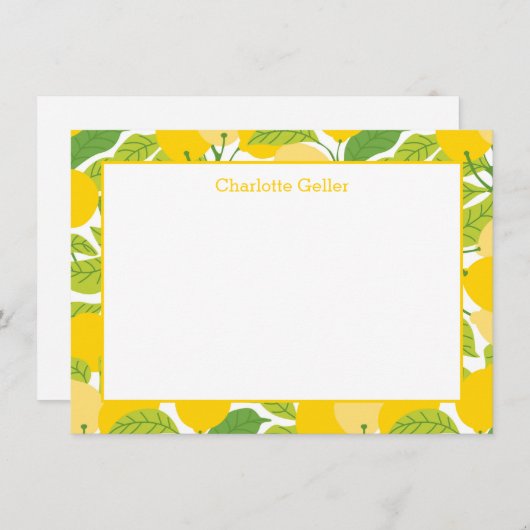 明るい黄レモンフラットノートカード ノートカード (正面/裏面)