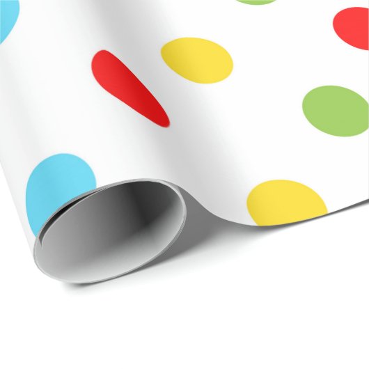 明るい黄緑青と赤の水玉模様 ラッピングペーパー (ロールコーナー)