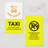 明るい黄色かわいいウィンキングタクシーの目のタクシー運転手 名刺 (正面/裏面)