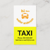 明るい黄色かわいいウィンキングタクシーの目のタクシー運転手 名刺 (正面)