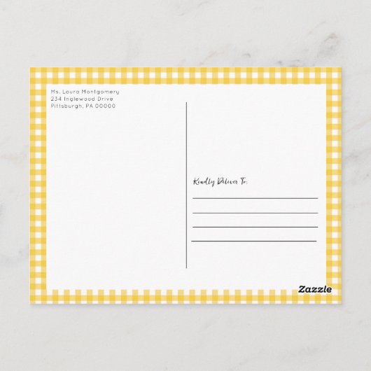 明るい黄色こ来この息子の赤ちゃんシャワー ポストカード (裏面)