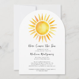 明るい黄色こ来この息子の赤ちゃんシャワー 招待状