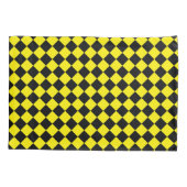 明るい黄色とはっきりした黒の山形パターン 枕カバー (裏面-左)