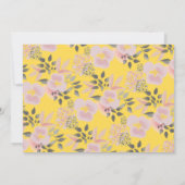 明るい黄色とピンクの花の柄と名前 ノートカード (裏面)