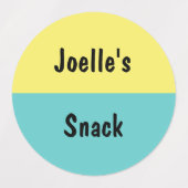 明るい黄色とプールブルーキッズミール ラベル (デザイン2)