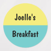 明るい黄色とプールブルーキッズミール ラベル (デザイン1)