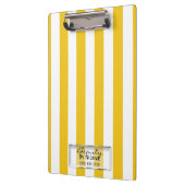 明るい黄色と白ストライプのモダンパーソナライズされた クリップボード (左)