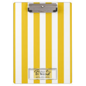 明るい黄色と白ストライプのモダンパーソナライズされた クリップボード (正面)