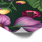 明るい黄色と紫の花のカラフルフローラ ポスター (角)