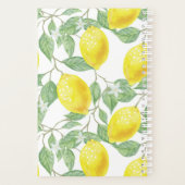 明るい黄色と緑のレモはっきりしたンの木のパターン プランナー手帳 (裏面)