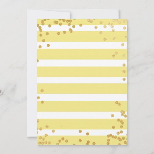 明るい黄色と金ゴールドブライダルシャワーの招待 招待状 (裏面)